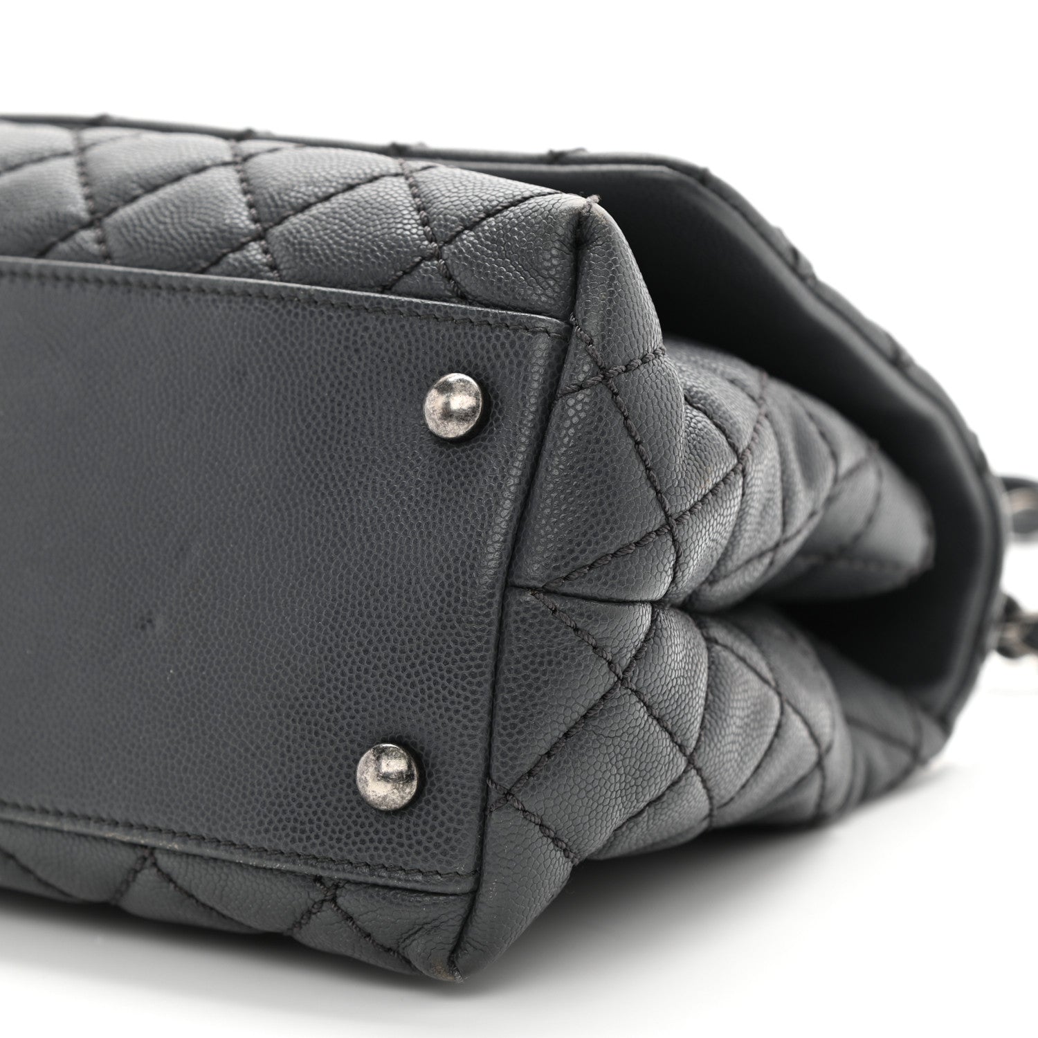 Chanel Caviar Quilted Small Coco Handle Flap Grey 10 of 15