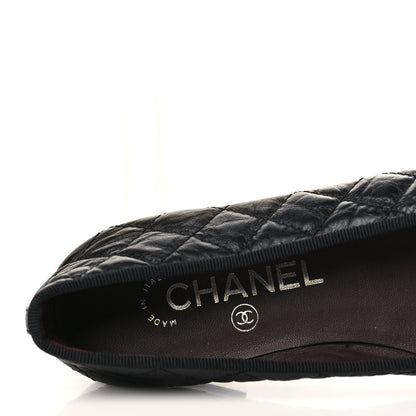 Chanel Aged Calfskin Quilted CC Cap Toe Ballerina Flats 35 Black 7 of 8