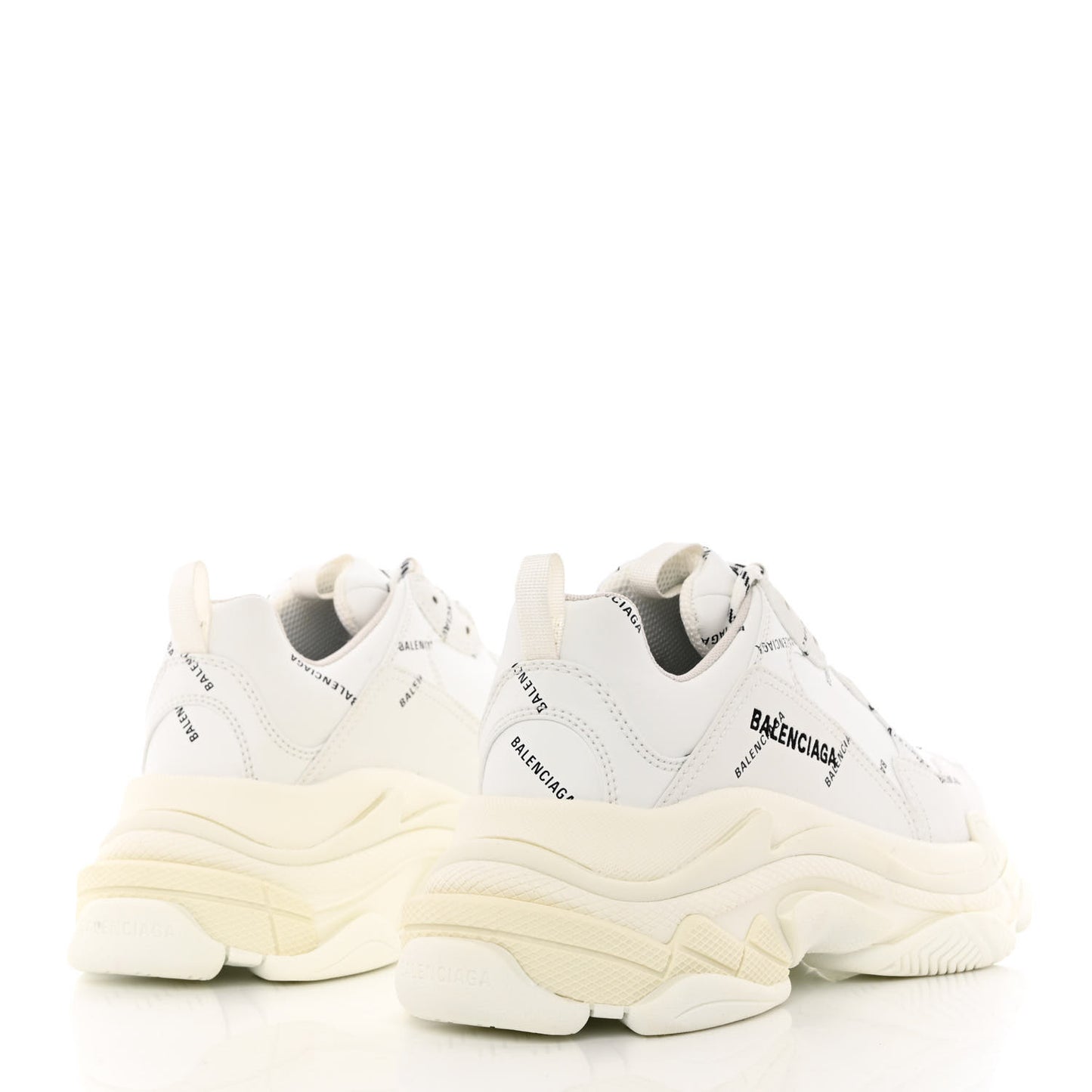 Technical Fabric Allover Logo Womens Triple S Sneakers 40 White Black