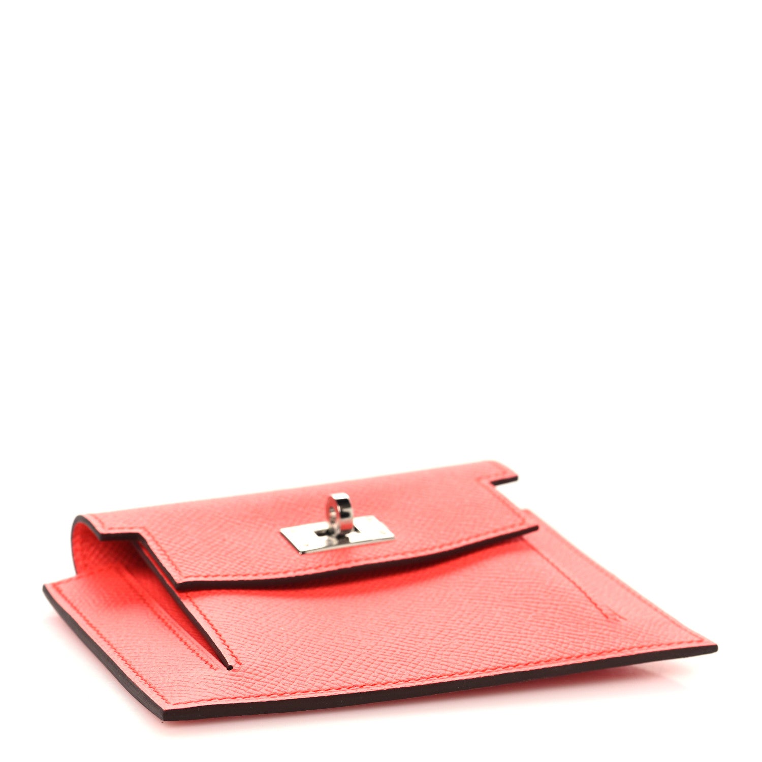 Hermes Chevre Mysore Kelly Pocket Compact Wallet Rose Texas 4 of 8