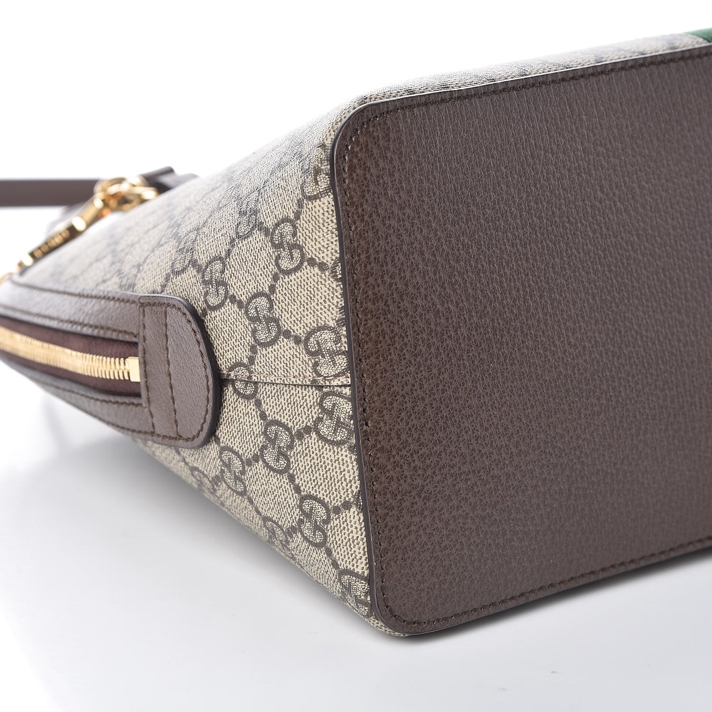 GG Supreme Monogram Web Medium Ophidia Top Handle Dome Bag Brown