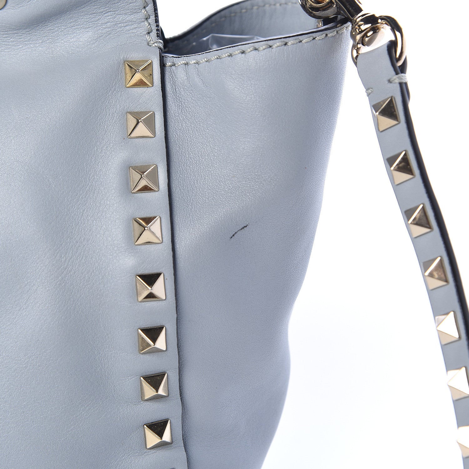 Valentino Garavani Vitello Small Rockstud Tote Grey 12 of 19