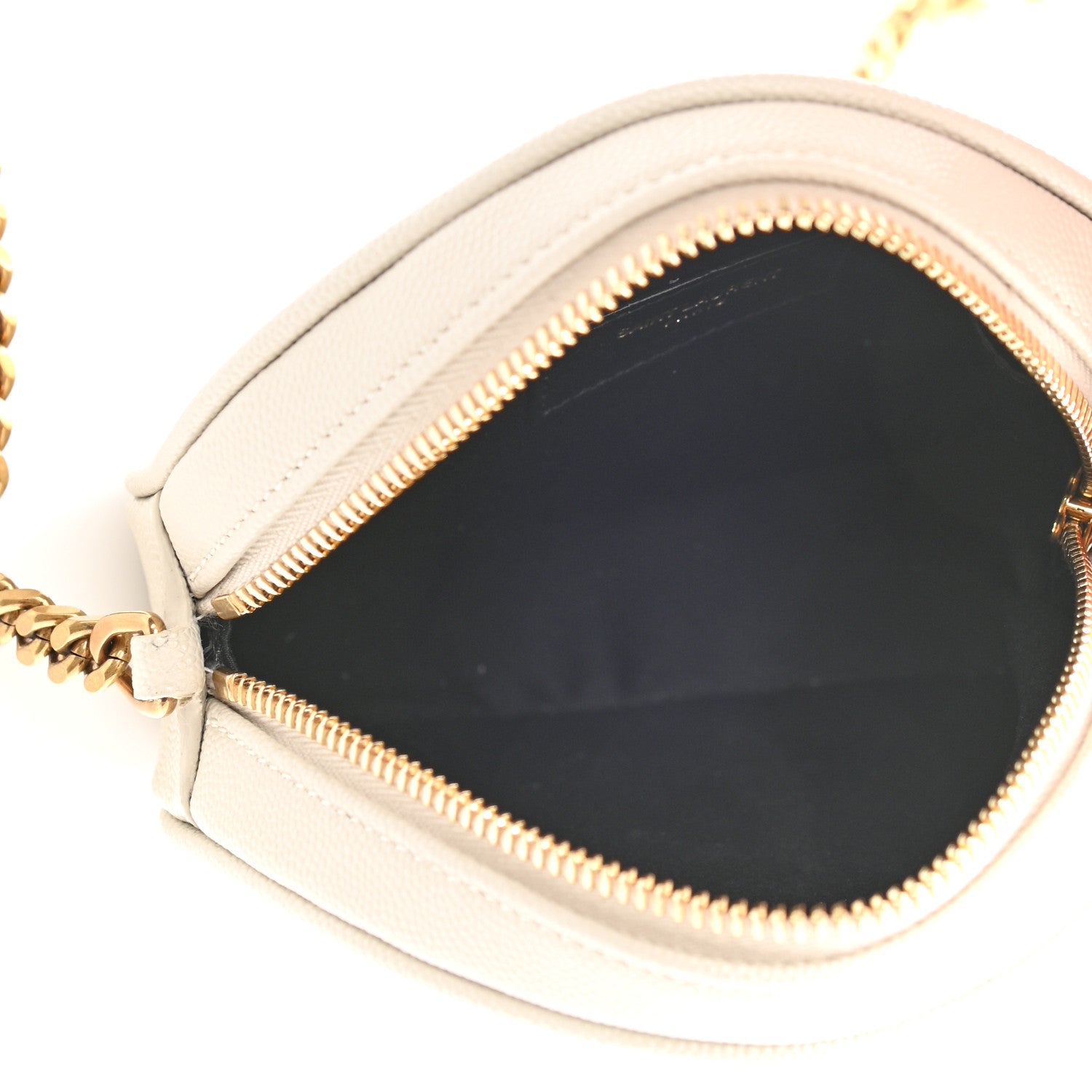 Saint Laurent Grain De Poudre Matelasse Chevron Quilted Round Vinyle Camera Bag White 5 of 10