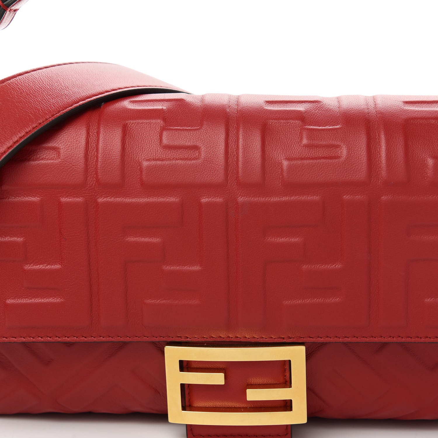 Fendi Nappa FF 1974 Embossed Baguette Fragola 10 of 10