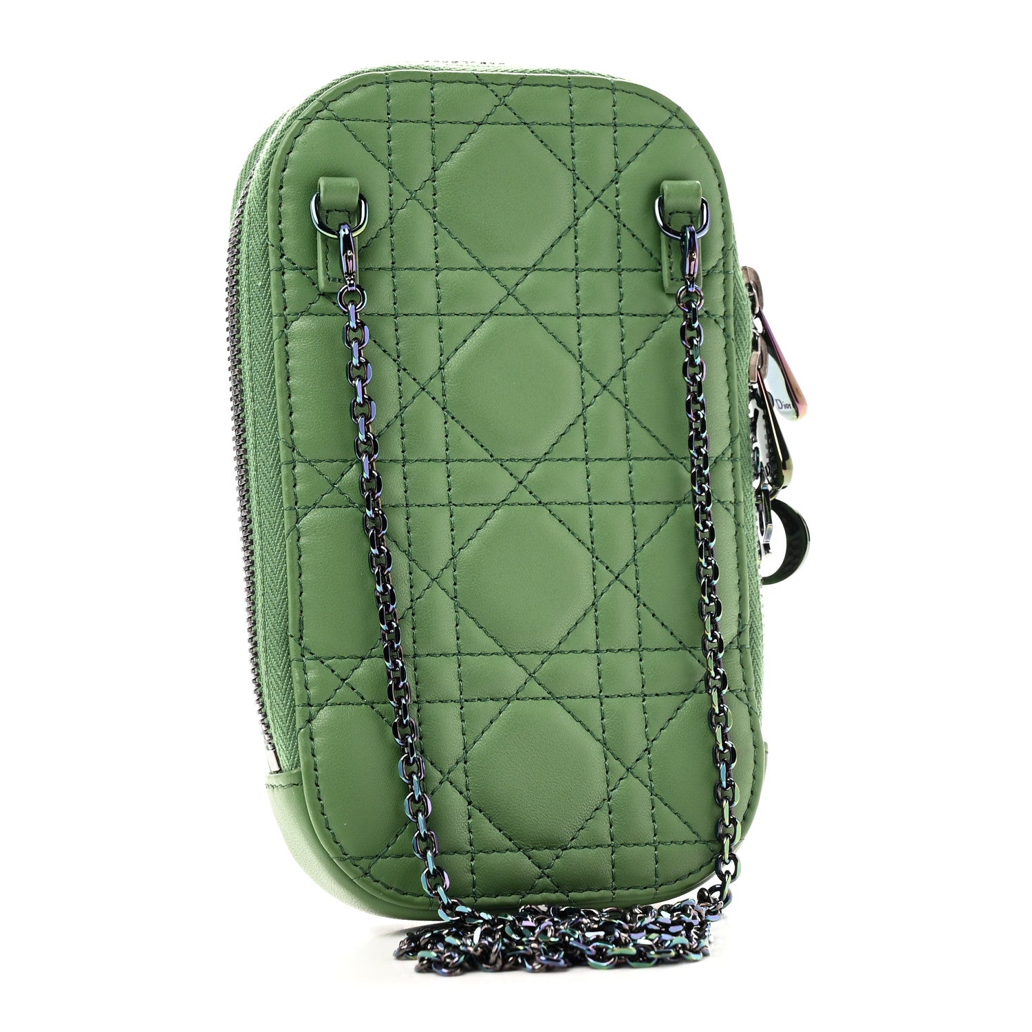 Christian Dior Lambskin Cannage Lady Dior Phone Holder Jade Green 3 of 9