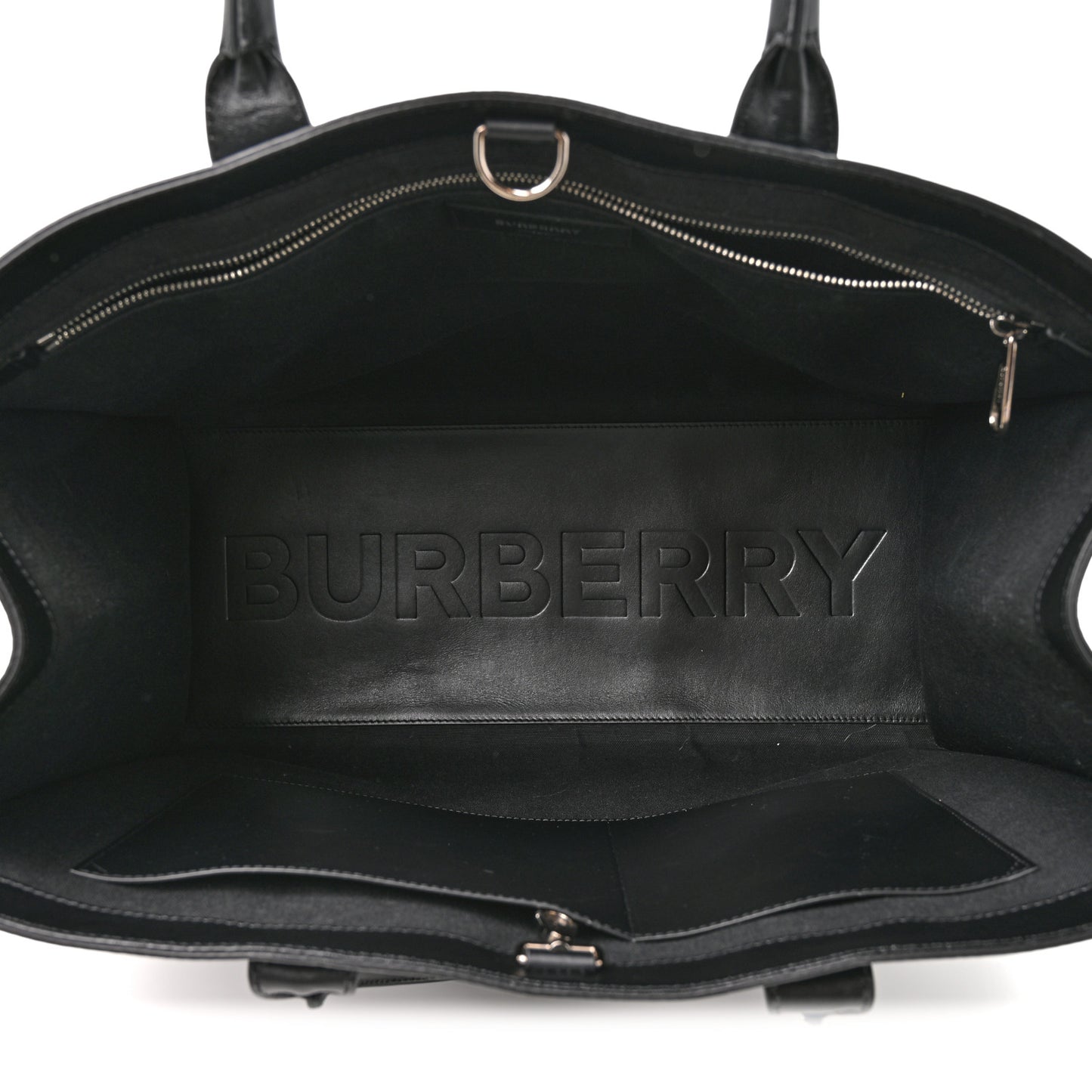 Calfskin Denny Check Embossed Tote Black