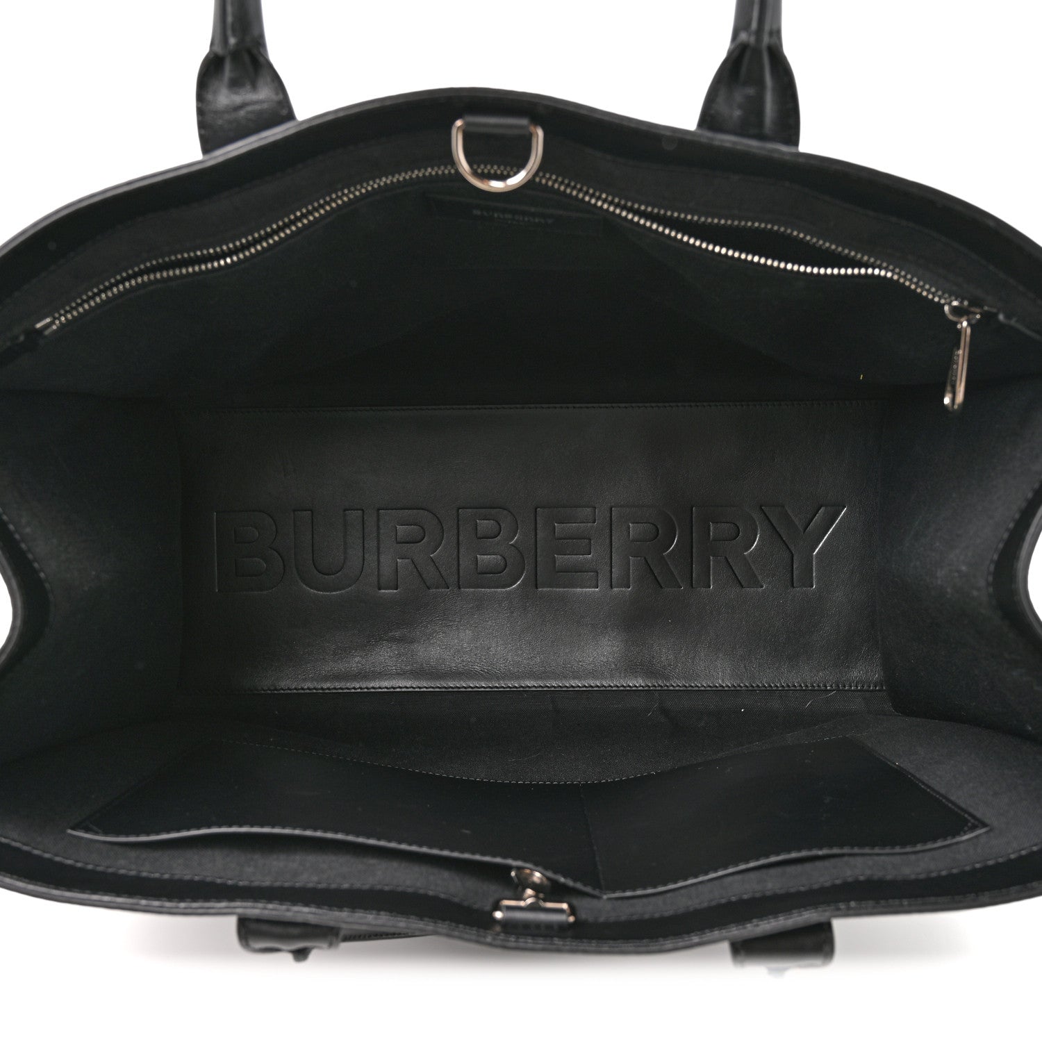 Burberry Calfskin Denny Check Embossed Tote Black 5 of 14