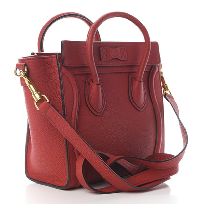 Celine Drummed Calfskin Nano Luggage Red 2 of 11
