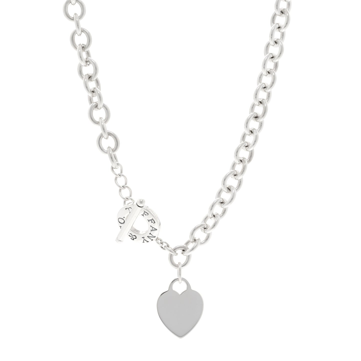 Sterling Silver Heart Tag Toggle Necklace