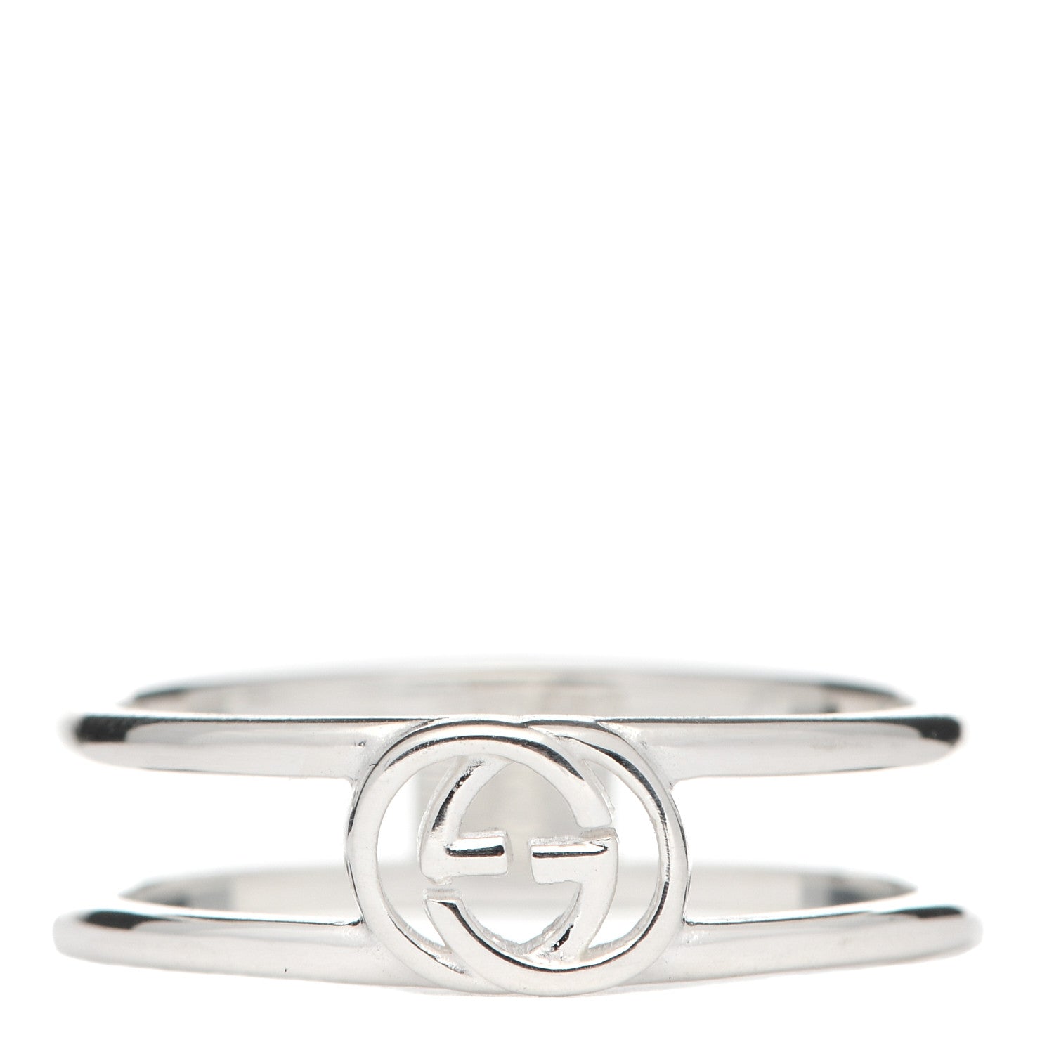 Gucci Sterling Silver 6mm Interlocking G Open Band Ring 58 8.25 1 of 4