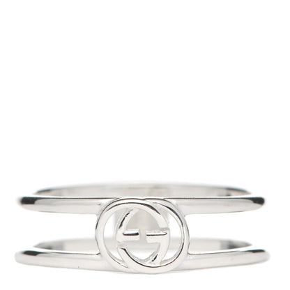 Gucci Sterling Silver 6mm Interlocking G Open Band Ring 58 8.25 1 of 4