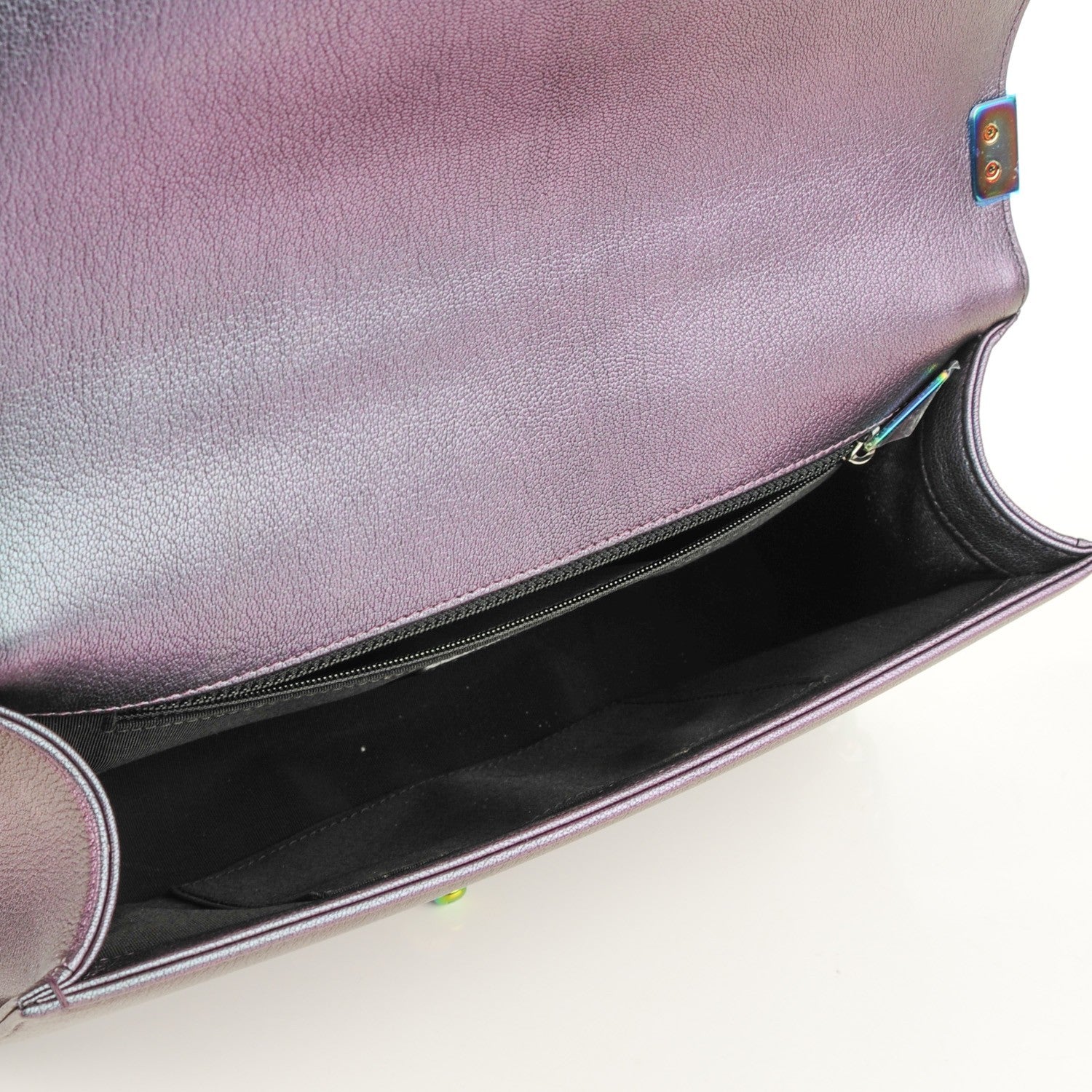 Chanel Iridescent Goatskin Quilted New Medium Boy Flap Purple 5 of 8