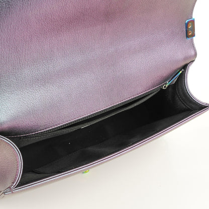 Chanel Iridescent Goatskin Quilted New Medium Boy Flap Purple 5 of 8