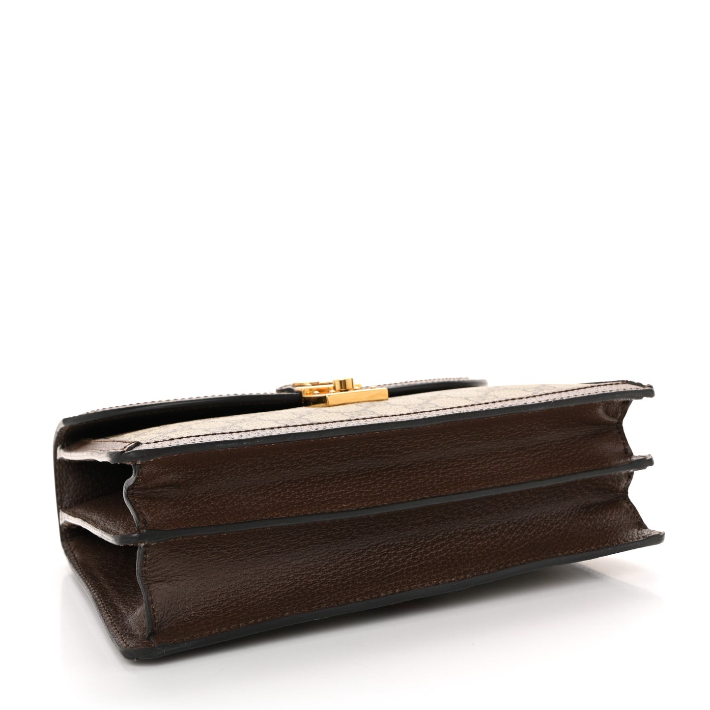GG Supreme Monogram Textured Dollar Calfskin Web Small Ophidia Padlock Top Handle Bag Beige Ebony New Acero
