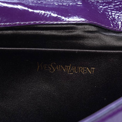 Saint Laurent Textured Patent Monogram Large Belle De Jour Clutch Purple 6 of 16