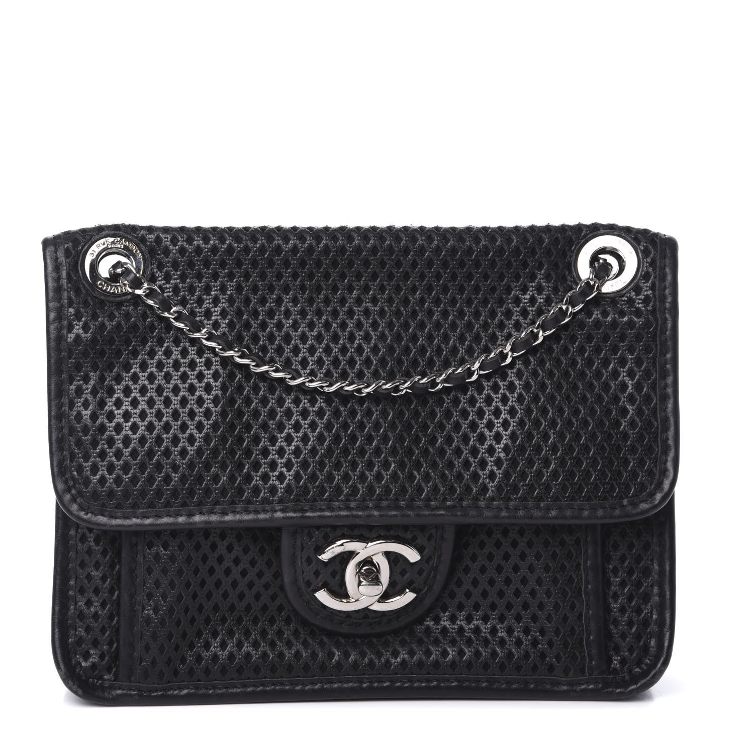 Chanel Metallic Perforated Calfskin Small Up In The Air Flap Black 2 of 18