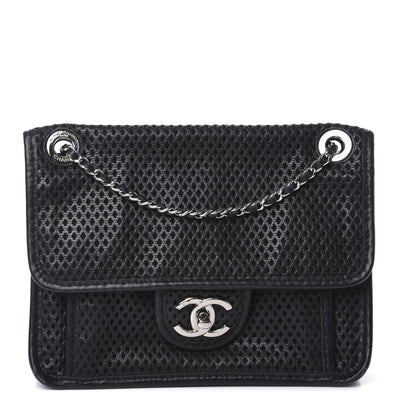 Chanel Metallic Perforated Calfskin Small Up In The Air Flap Black 2 of 18