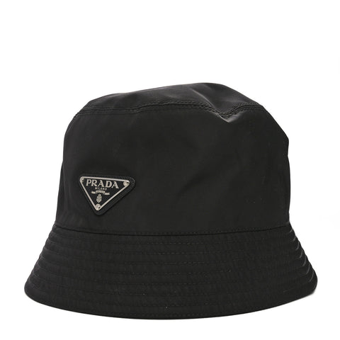 Re-Nylon Metal Triangle Logo Womens Bucket Hat L Black