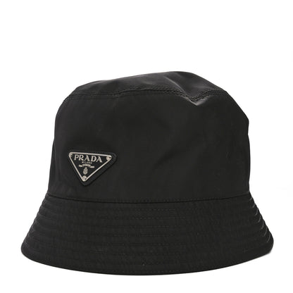 Prada Re-Nylon Metal Triangle Logo Womens Bucket Hat L Black 1 of 9