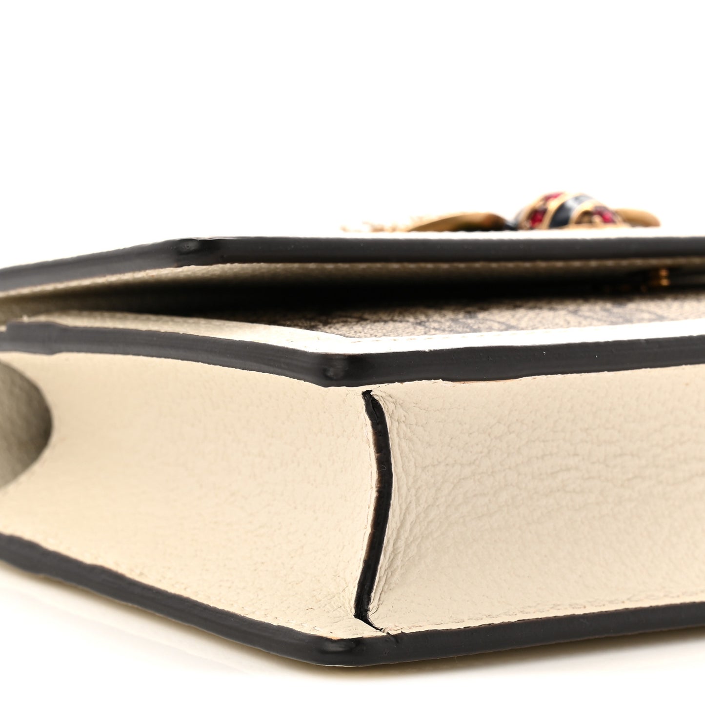 GG Supreme Monogram Web Queen Margaret Chain Wallet White