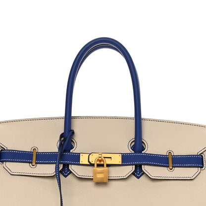 Hermes Togo Horseshoe Birkin 35 Craie Bleu Electric 9 of 20