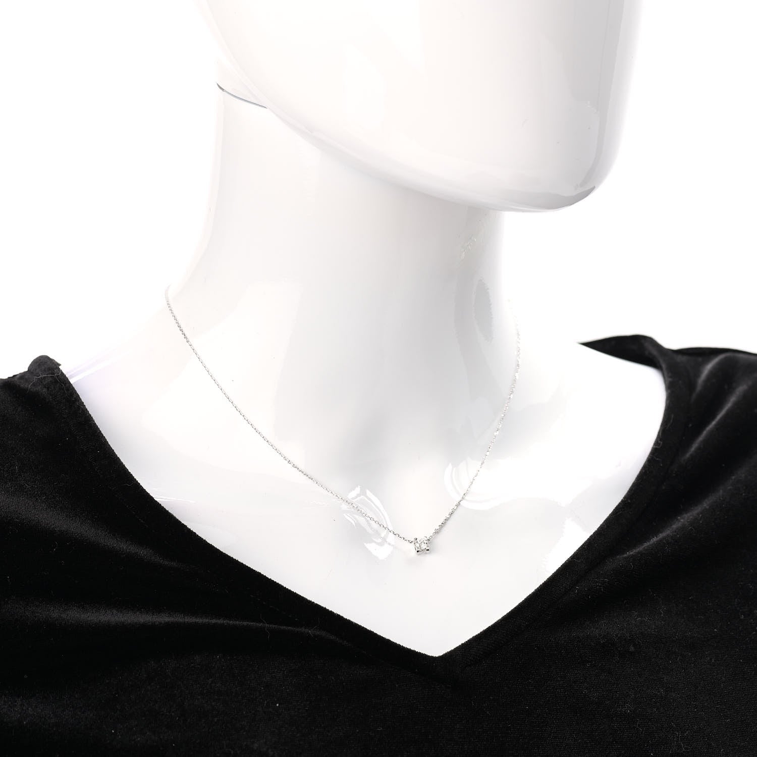 Cartier 18K White Gold Diamond .23ct C De Cartier Pendant Necklace 2 of 6