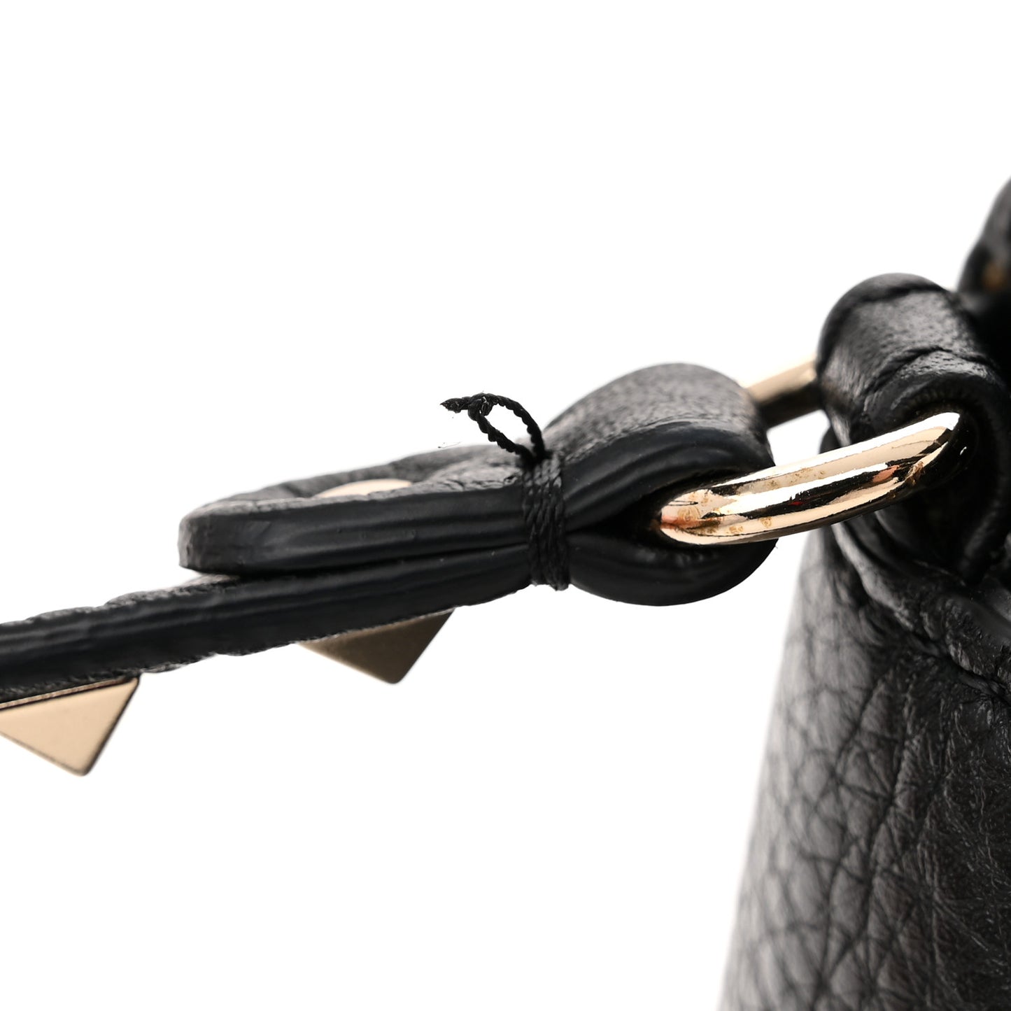 Grained Calfskin Rockstud Crossbody Bag Black