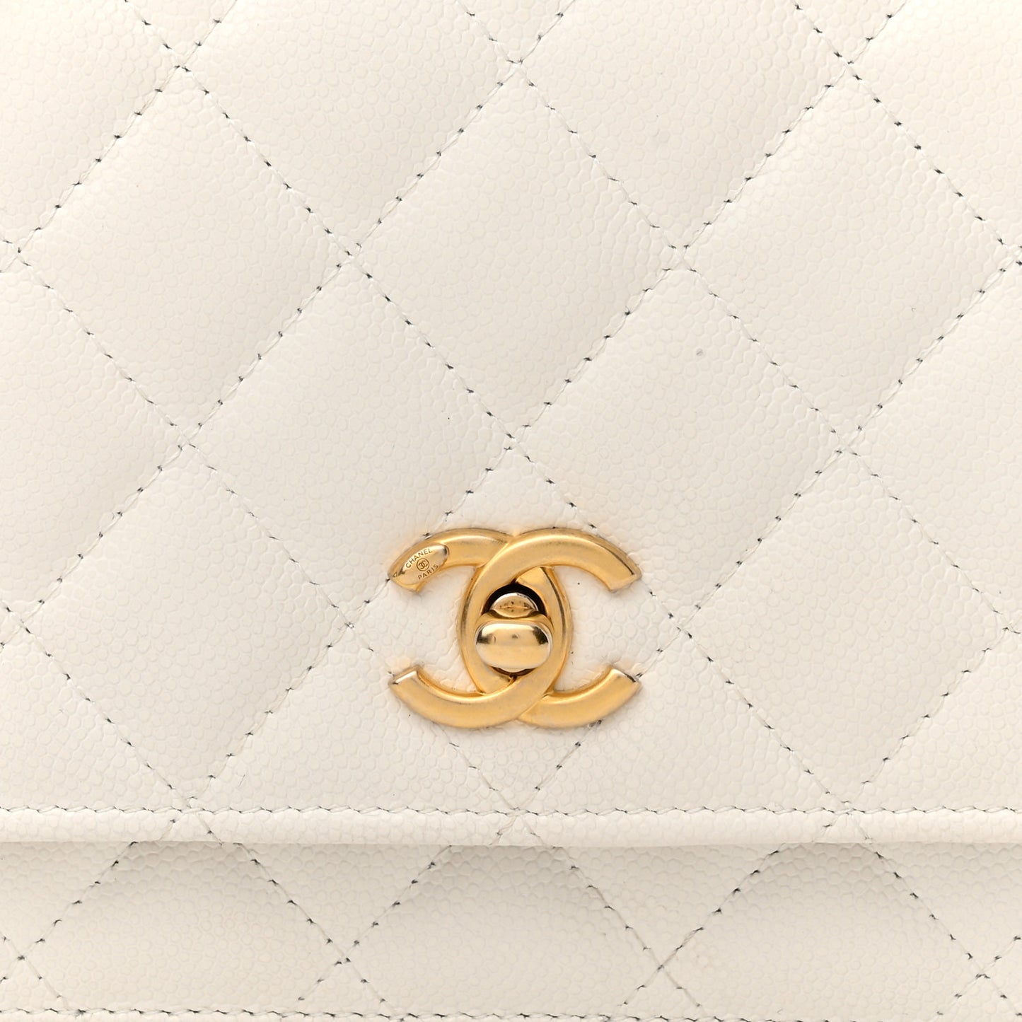 Caviar Quilted Twist Your Buttons Wallet On Chain WOC White