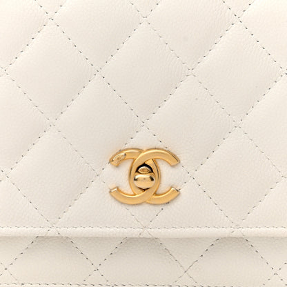 Chanel Caviar Quilted Twist Your Buttons Wallet On Chain WOC White 9 of 14