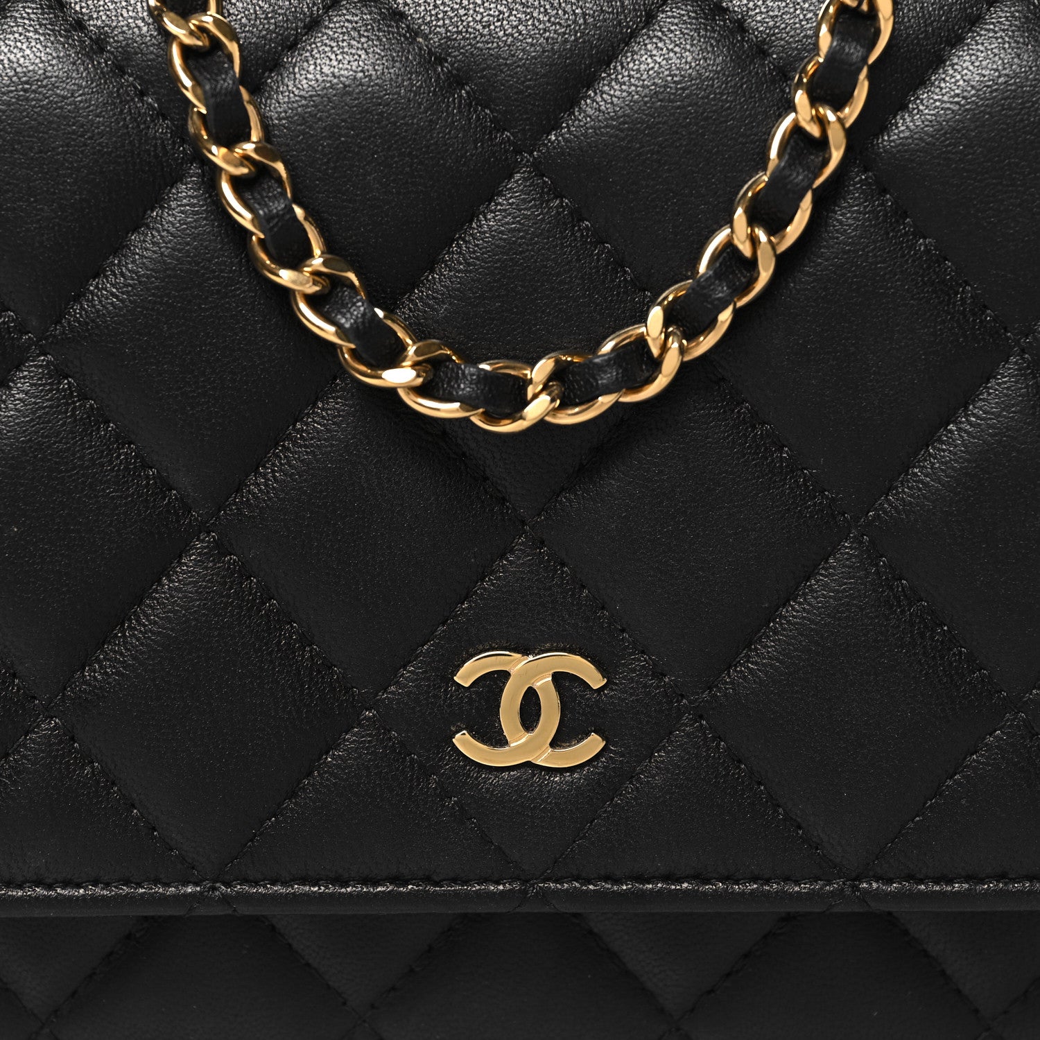 Chanel Lambskin Quilted Wallet On Chain WOC Black 9 of 12