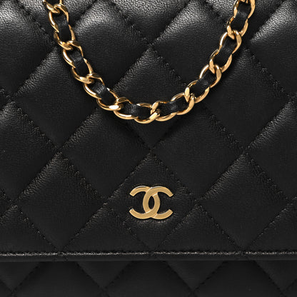 Chanel Lambskin Quilted Wallet On Chain WOC Black 9 of 12
