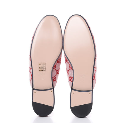 Gucci Canvas GG Monogram Horsebit Womens Princetown Slippers 39 Gardenia Hibiscus Red 5 of 10