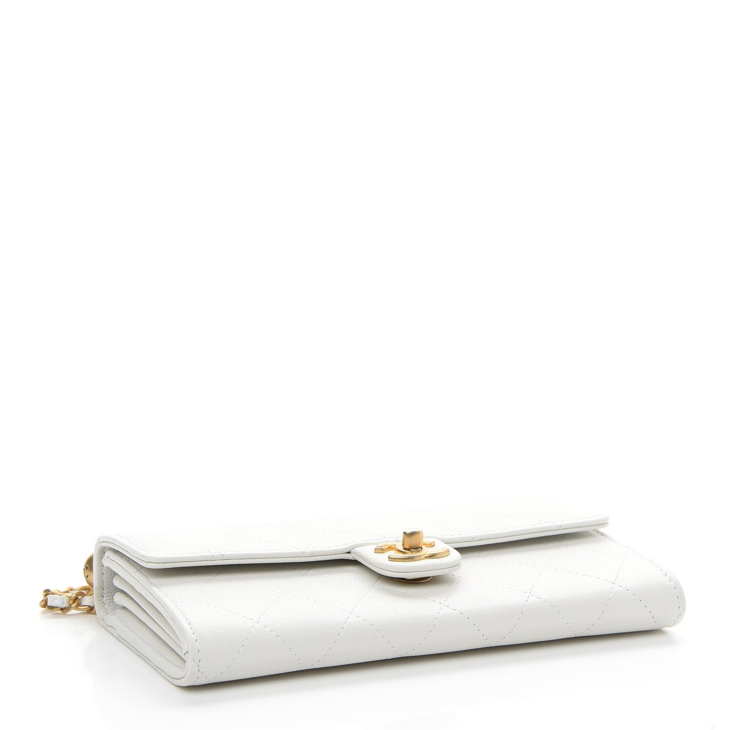 Chanel Lambskin Quilted Chic Pearls Clutch With Chain White 4 of 10