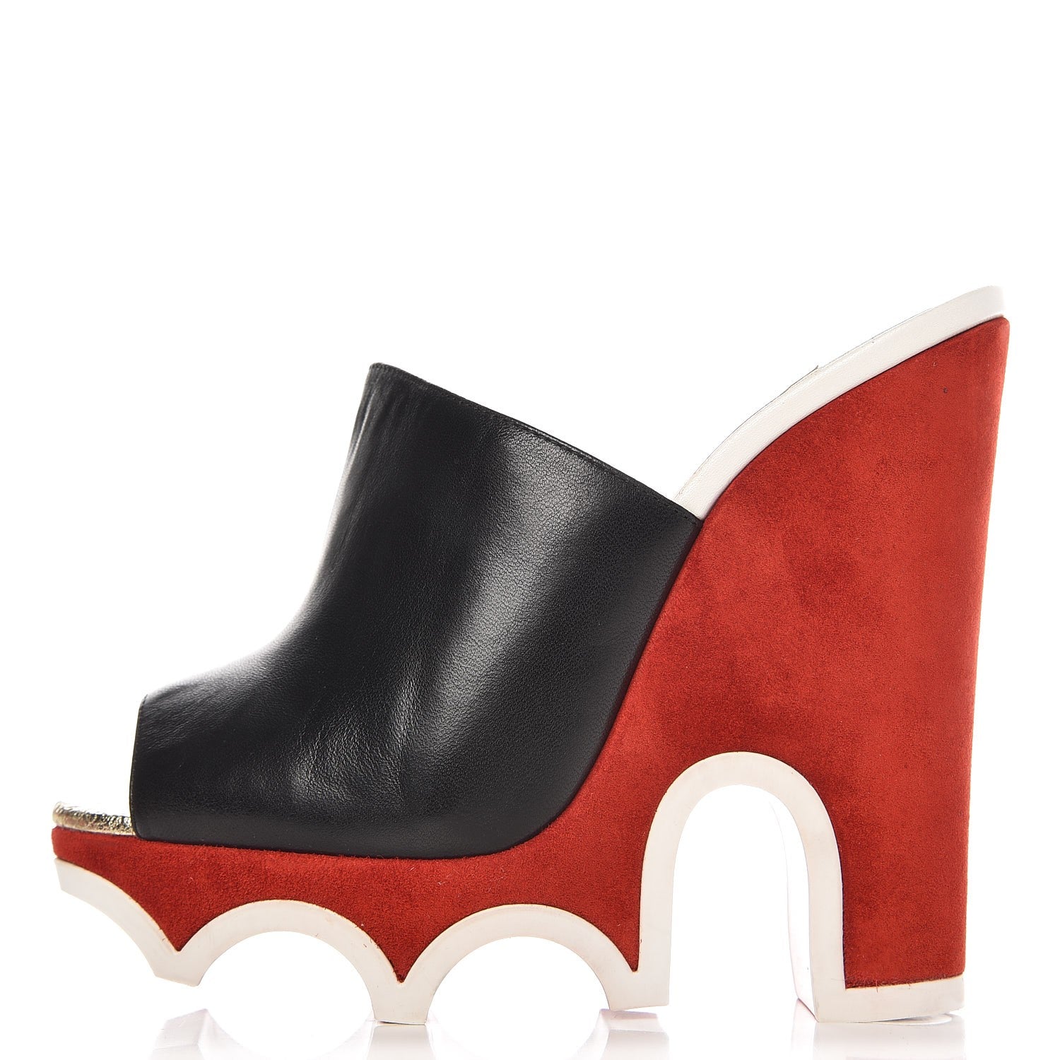 Christian Louboutin Nappa Suede Mulacramp 140 Sandals 37.5 Black Red 1 of 8