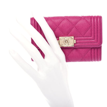 Chanel Caviar Quilted Boy Card Holder Wallet Fuchsia 2 of 8