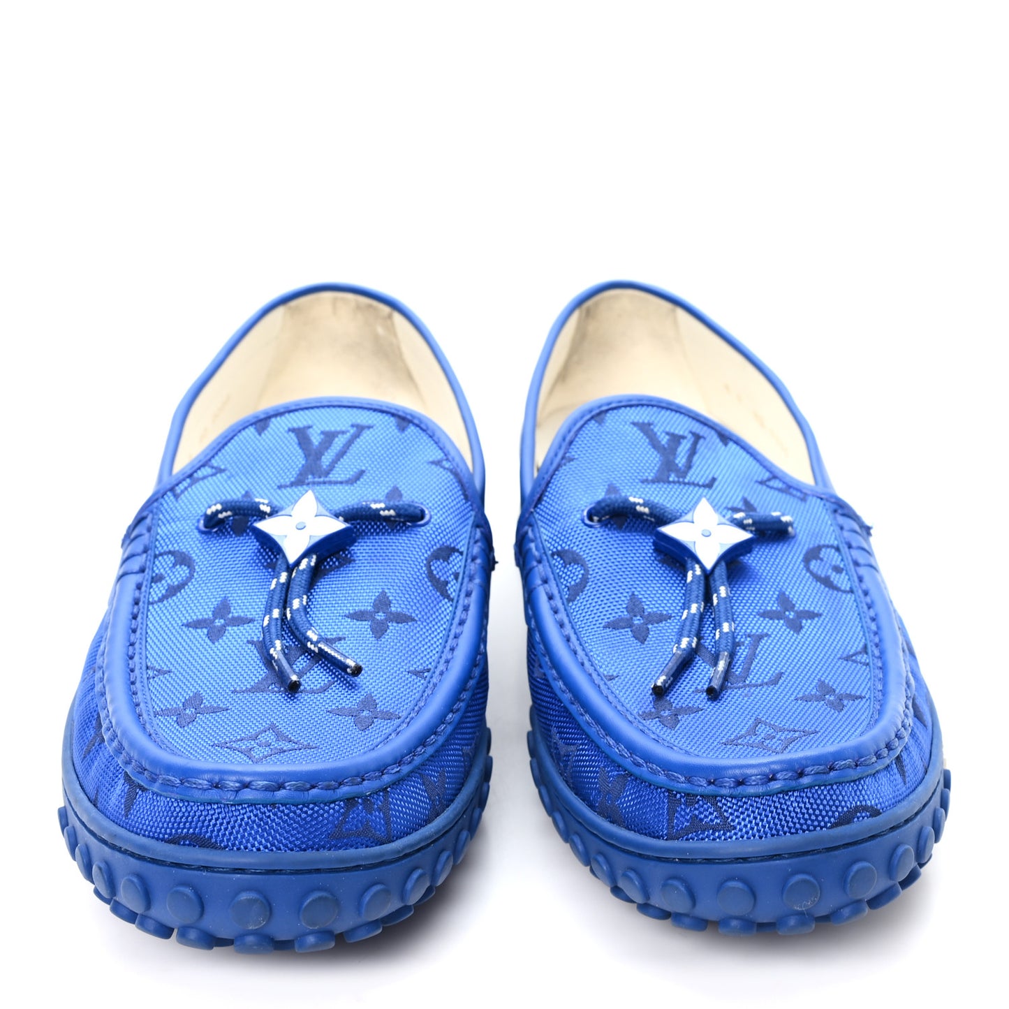 Monogram Jacquard Mens LV Racer Mocassin Loafers 9 Blue