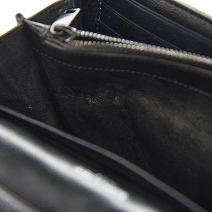 Saint Laurent Grain De Poudre Matelasse Chevron Monogram Chain Wallet Black 11 of 16
