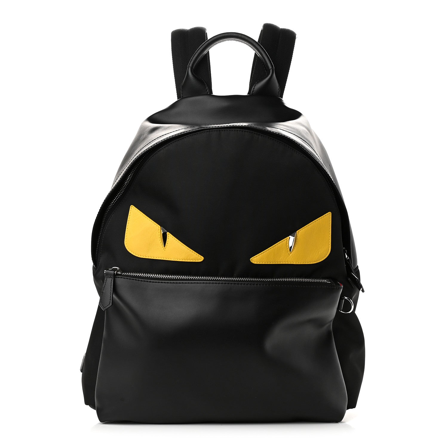 Fendi Nylon Vitello Liberty Vitello Dolce Monster Eyes Rounded Backpack Black Sunflower 1 of 12