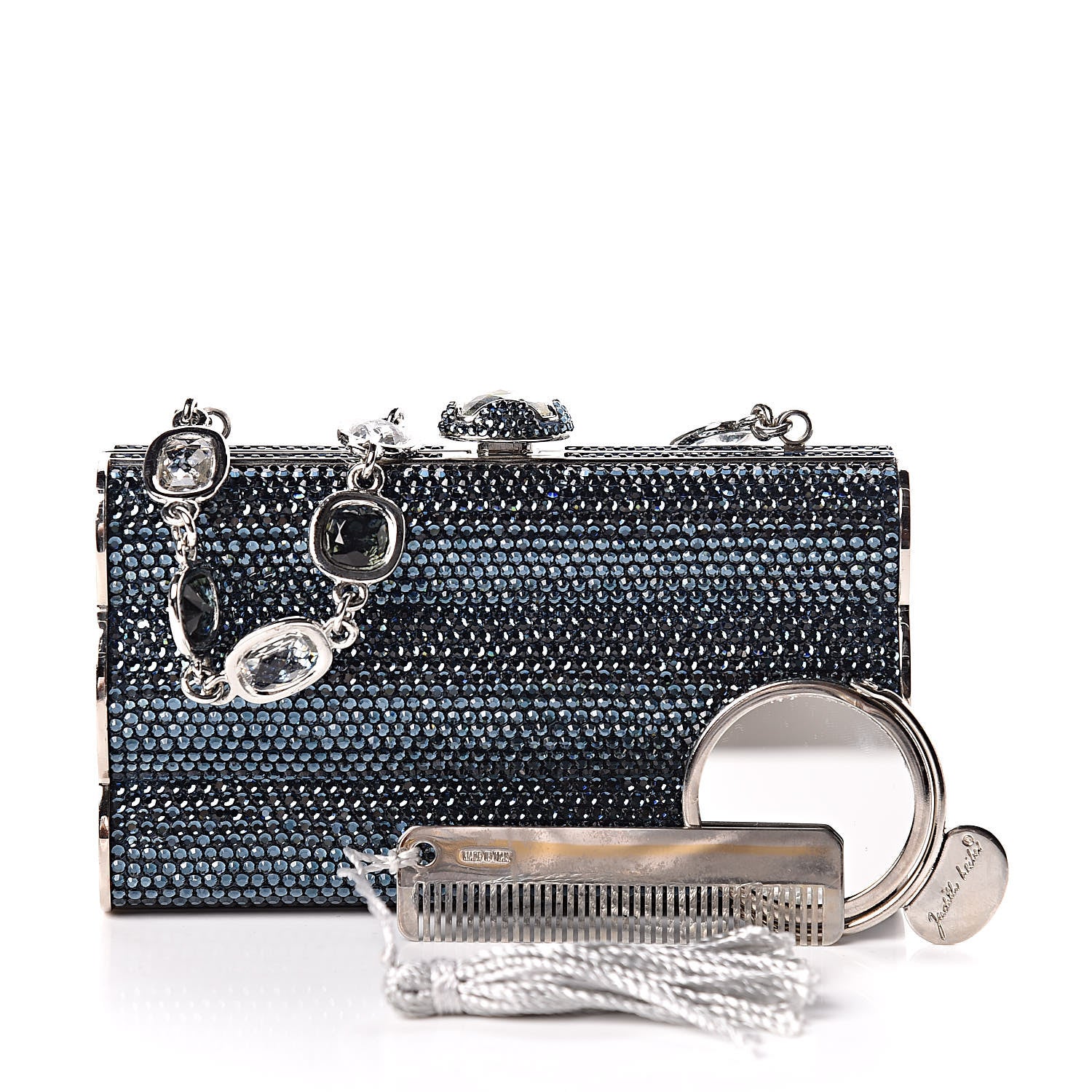 Judith Leiber Swarovski Crystal Clutch Dark Blue 10 of 12