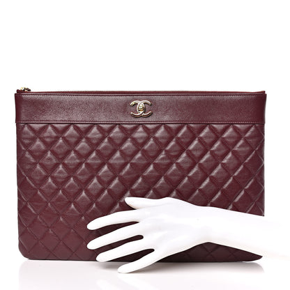 Chanel Sheepskin Quilted Large Vintage Mademoiselle Cosmetic Case Burgundy 2 of 14