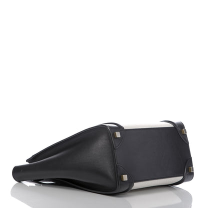 Celine Bullhide Calfskin Micro Bi-Color Luggage Black White 4 of 10