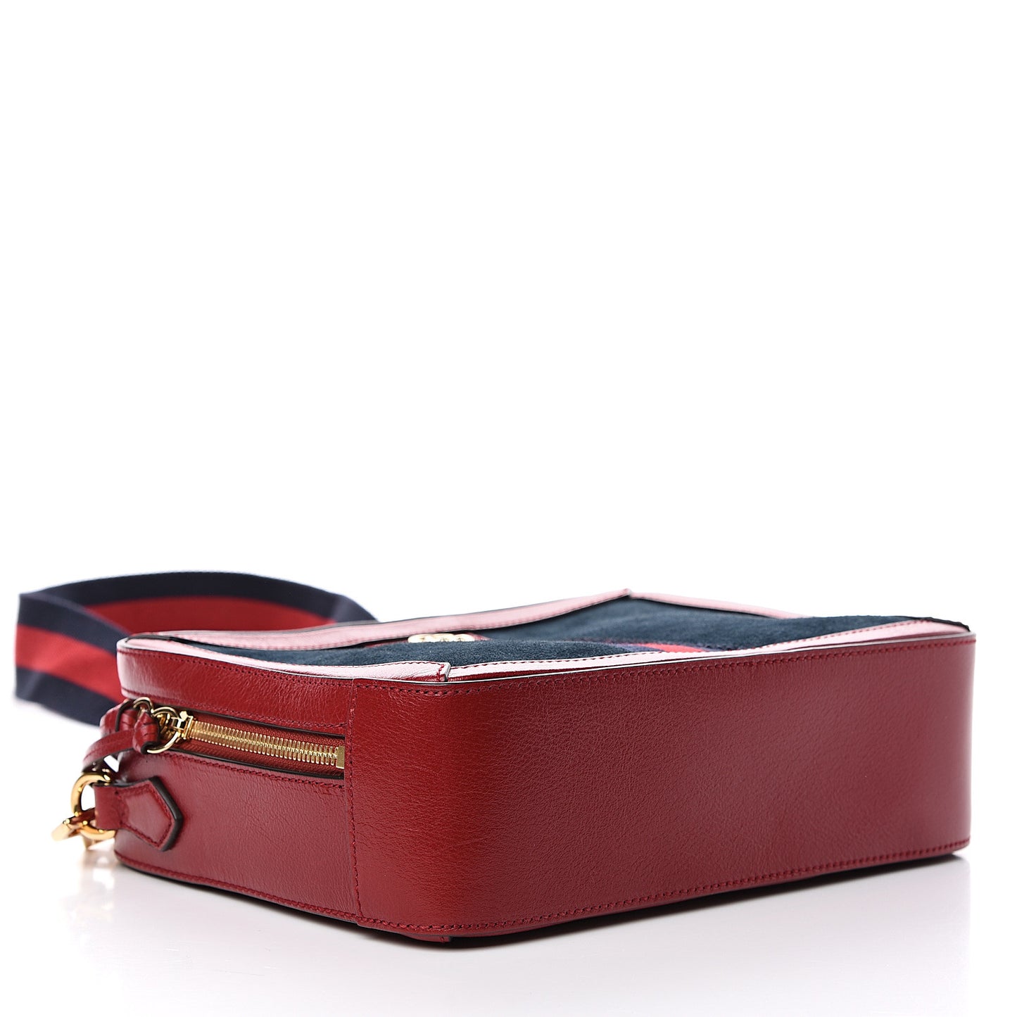 Suede Calfskin Web Small Ophidia Top Handle Shoulder Bag New Blue Romantic Cherry