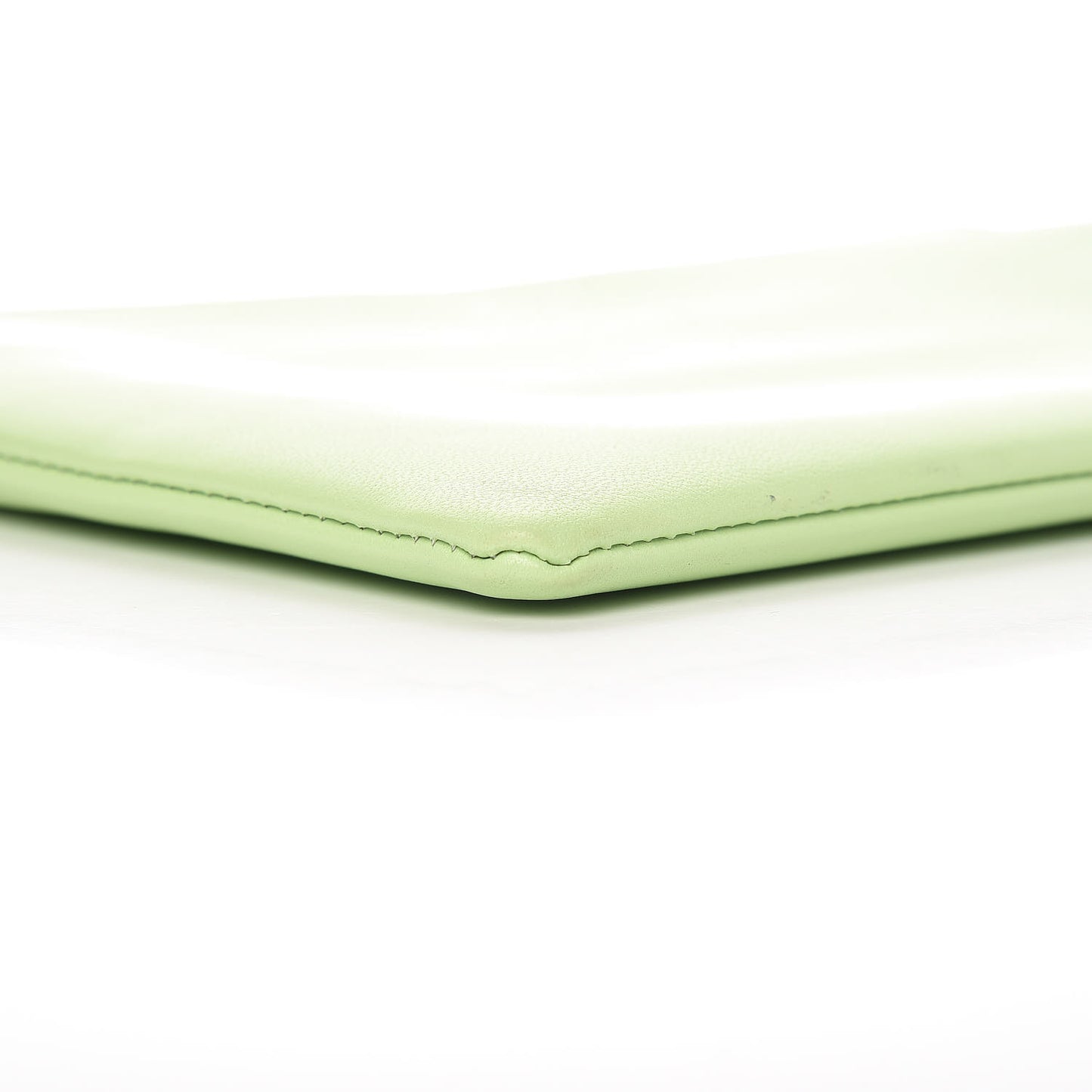 Plastic Bag with Cloudy Lambskin Solo Zip Pouch Clutch Lime