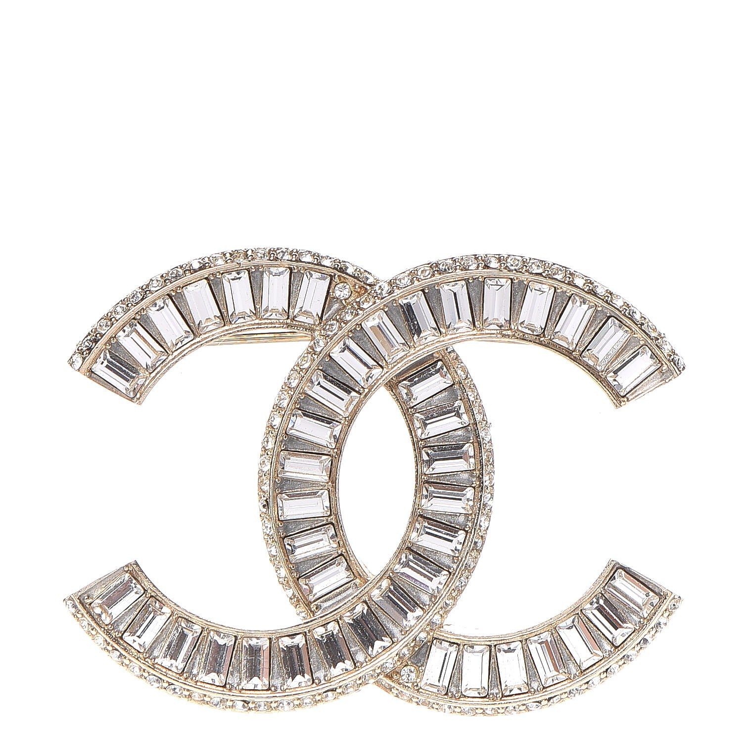 Chanel Baguette Crystal CC Brooch Gold 1 of 5
