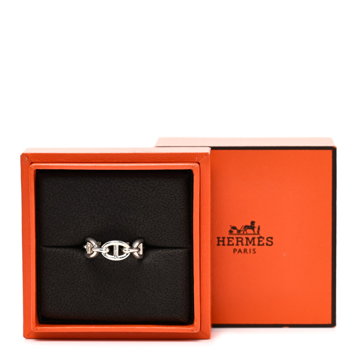 Hermes Sterling Silver PM Chaine d'Ancre Enchainee Band Ring 51 5.75 7 of 7