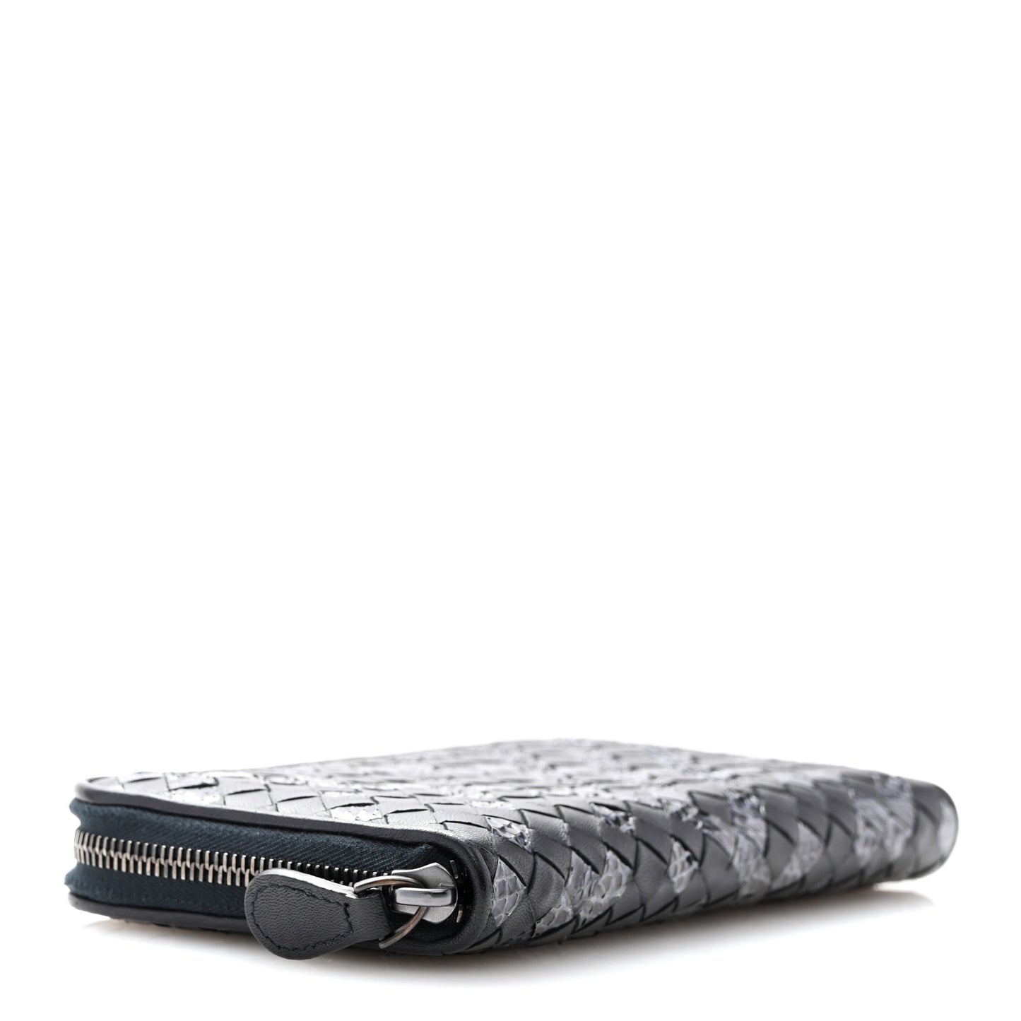Nappa Intrecciato Ayers Zip Around Wallet Black Blue