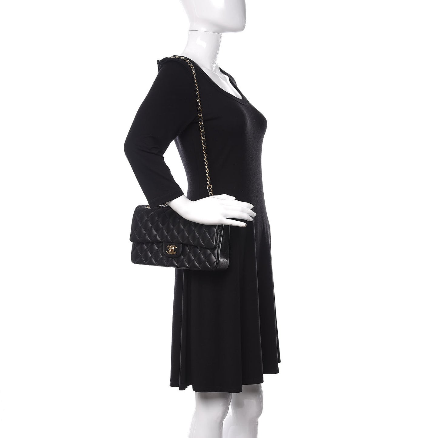 Lambskin Quilted Medium Double Flap Black