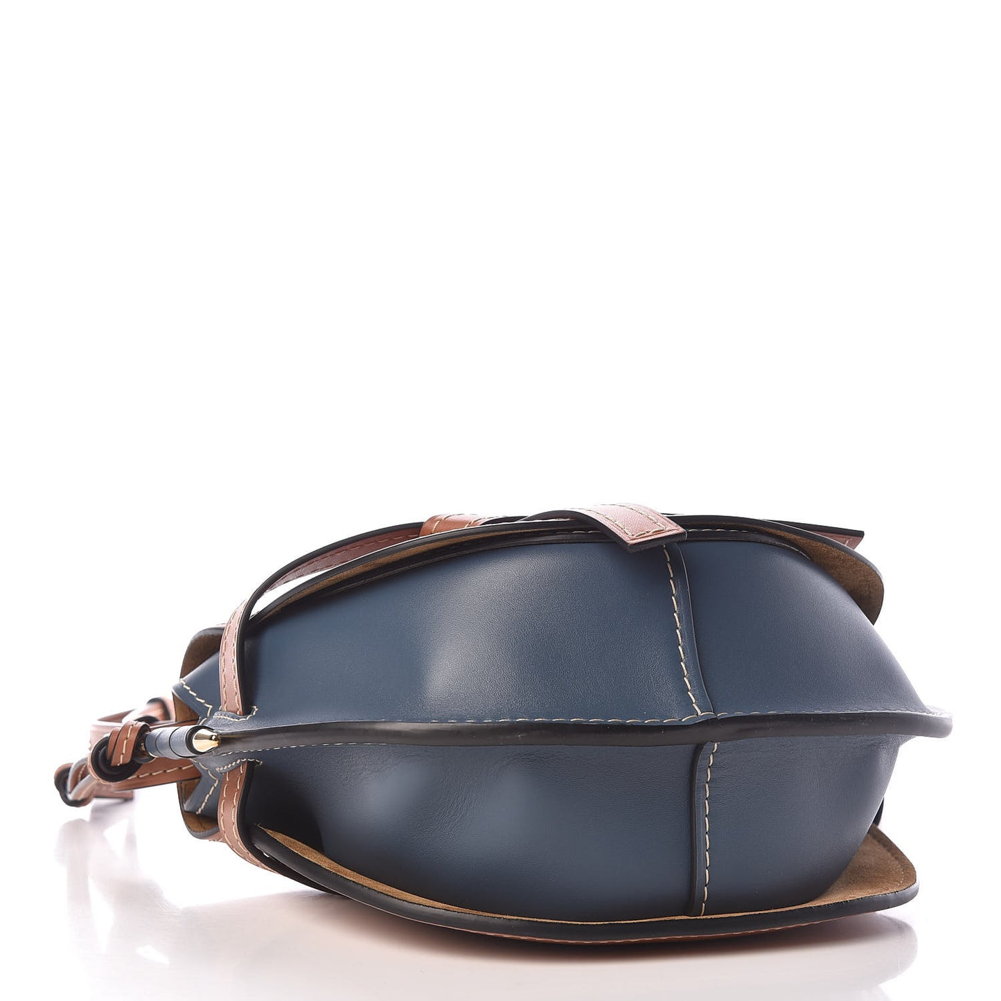 Calfskin Small Gate Crossbody Bag Tan Steel Blue