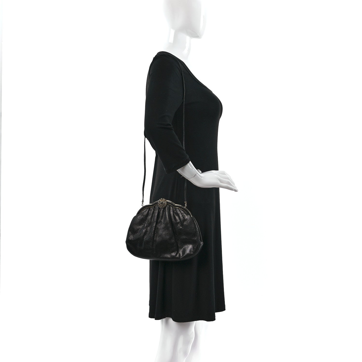 Judith Leiber Snakeskin Crystal Evening Bag Black 2 of 14