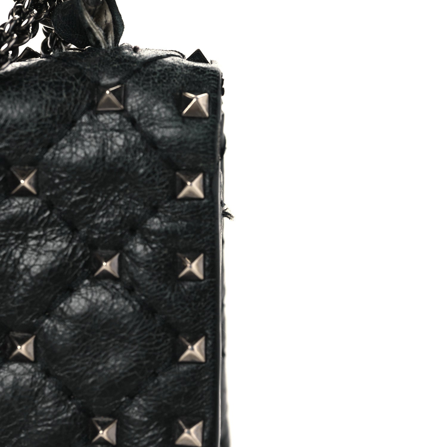 Valentino Garavani Craquele Nappa Medium Rockstud Spike Shoulder Bag Black 12 of 14